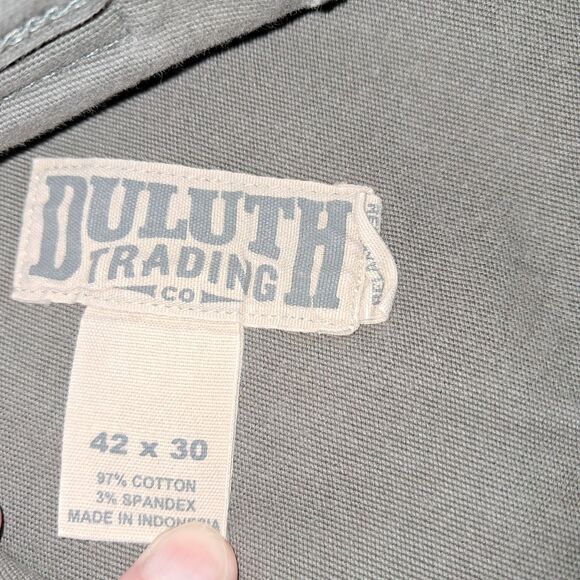 Duluth Pants Mens 42x30 Green Flex Fire Hose Cargo Measures 41x28 Canvas Chore - Picture 9 of 11